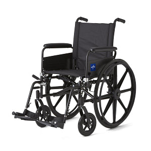 K4 Lightweight Wheelchair, 18"W x 16", Full-Length Removable Arms, Swing-Away Footrests, 300 lb. Weight Capacity, Black Frame