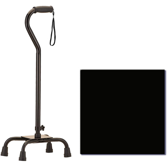 Bariatric Quad Cane Large Base With Offset Handle - Black