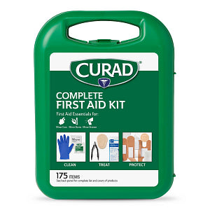 CURAD Complete 175 Piece First Aid Kit, No Splint, Blue Nitrile Gloves