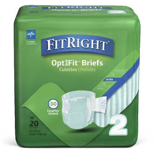 FitRight Ultra-Stretch Adult Incontinence Briefs, Size L/XL/XXL, for Waist Size 51"-70" Size 2
