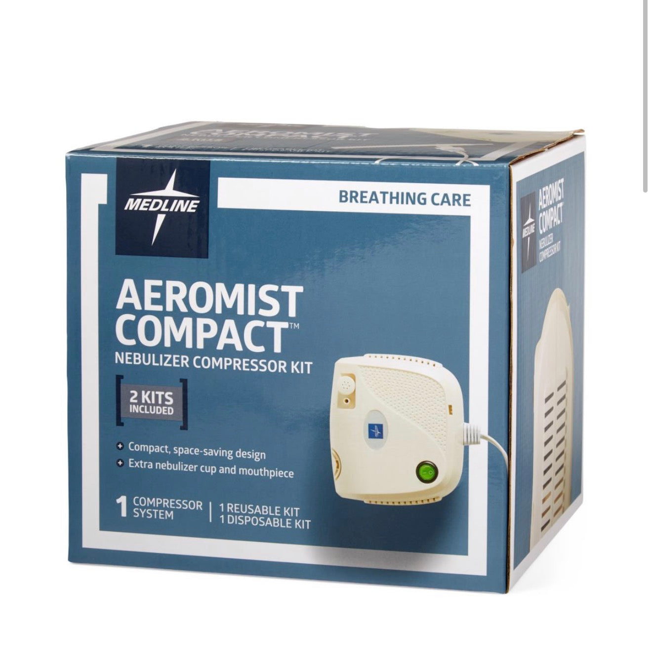 Aeromist Compact Nebulizer Compressor with Reusable and Disposable Nebulizer Kits