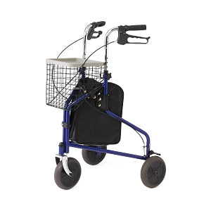 3-Wheel Rollator, Blue, 8" Wheels, 275 Lb
