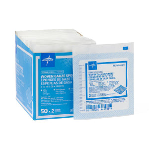 Woven Sterile Gauze Sponges, 4" x 4", 12-Ply, 2/Pack