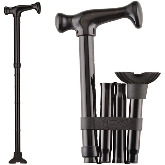 Folding Cane with Mini Quad Tip, Black