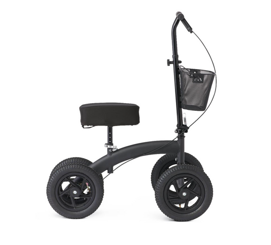 All-Terrain Knee Walker with 12" Wheels, Black Frame, 20"-26" Adjustable Knee Pad Height, 350 lb. (158.8 kg) Weight Capacity